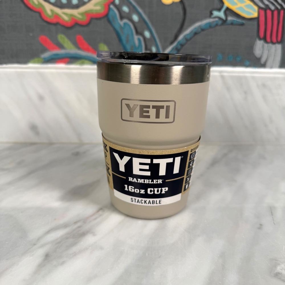 YETI Rambler 16 oz Stackable Cup Cape Taupe Stainless Steel MagSlider Lid NEW